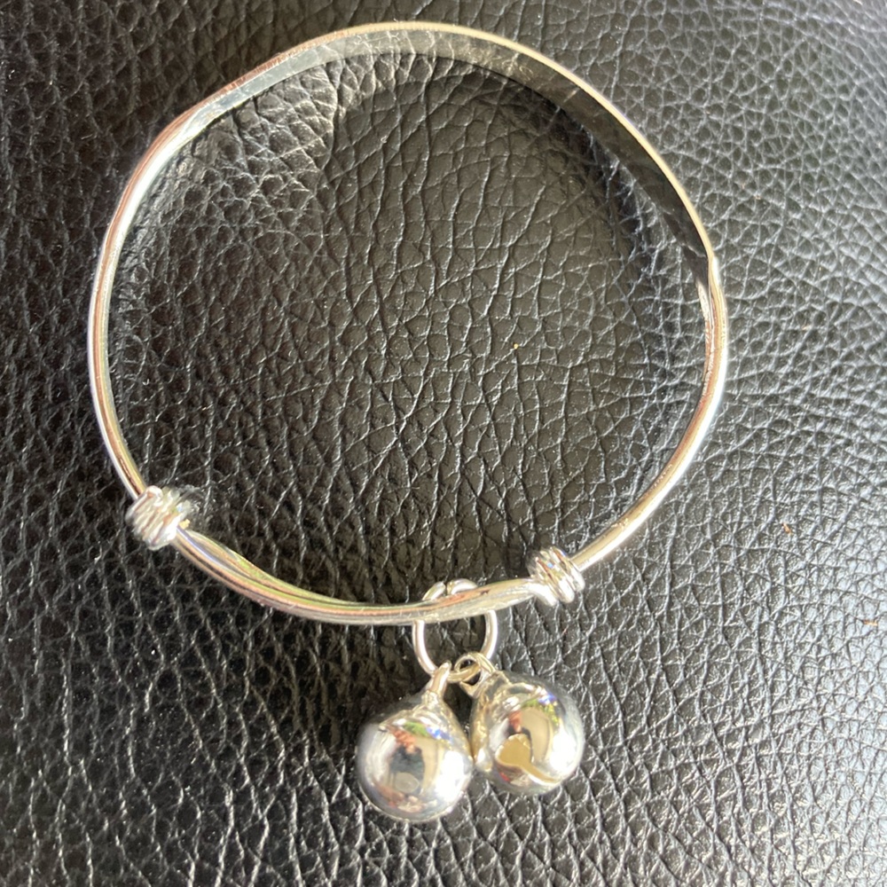 Sterling Silver 925 Adjustable Adult/Youth Bracelet w/Dangling Bells & Engraving